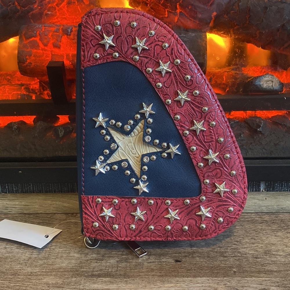 Texas Lone Star Studded Crossbody Gun Holster Shaped Conceal Carry Pouch